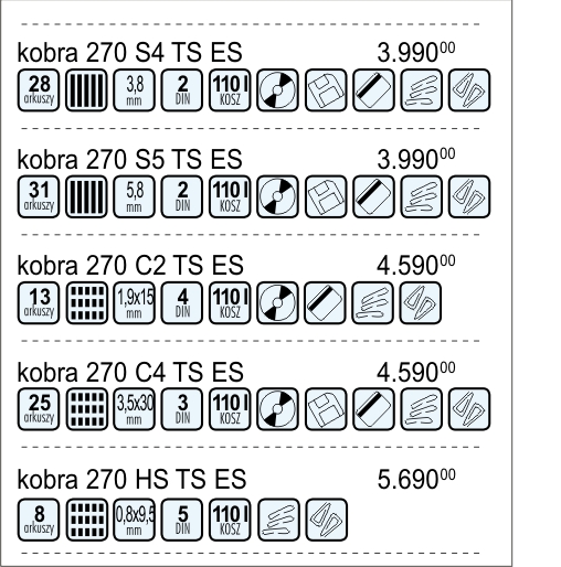 Kobra 270TS parametry niszczarki