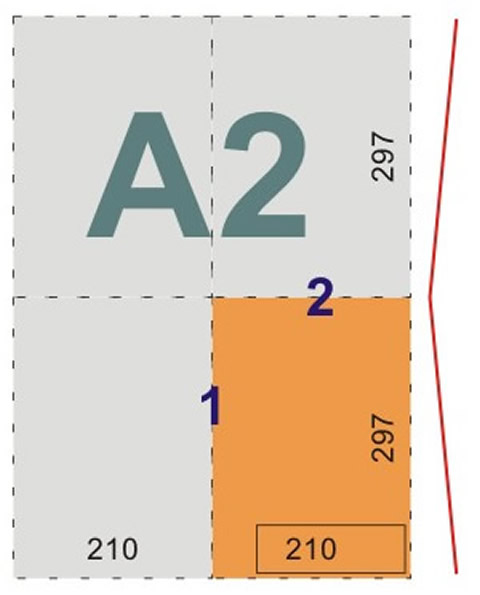 schemat składania rysunków do teczek i kopert - format A2