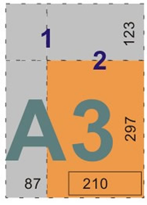 schemat składania rysunków do teczek i kopert - format A3