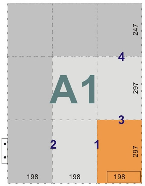schemat składania rysunków do wpinania z listwą - format A1