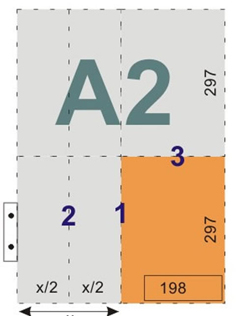 schemat składania rysunków do wpinania z listwą - format A2