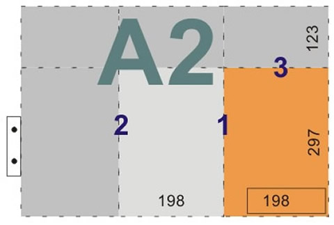 schemat składania rysunków do wpinania z listwą - format A2