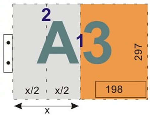 schemat składania rysunków do wpinania z listwą  - format A3